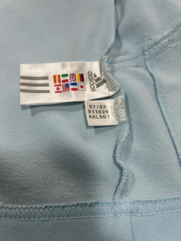 Vintage sky blue zip up sweatshirt adidas 2003 with big dark blue stripe