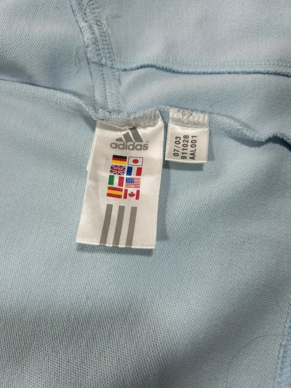 Vintage sky blue zip up sweatshirt adidas 2003 with big dark blue stripe