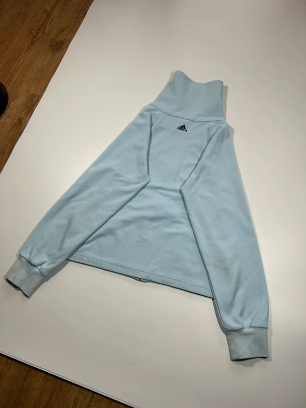Vintage sky blue zip up sweatshirt adidas 2003 with big dark blue stripe