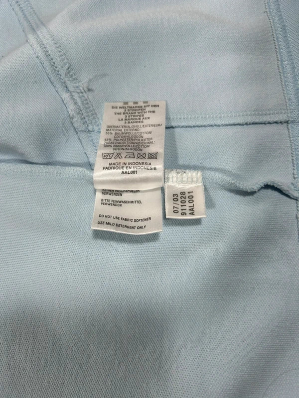 Vintage sky blue zip up sweatshirt adidas 2003 with big dark blue stripe