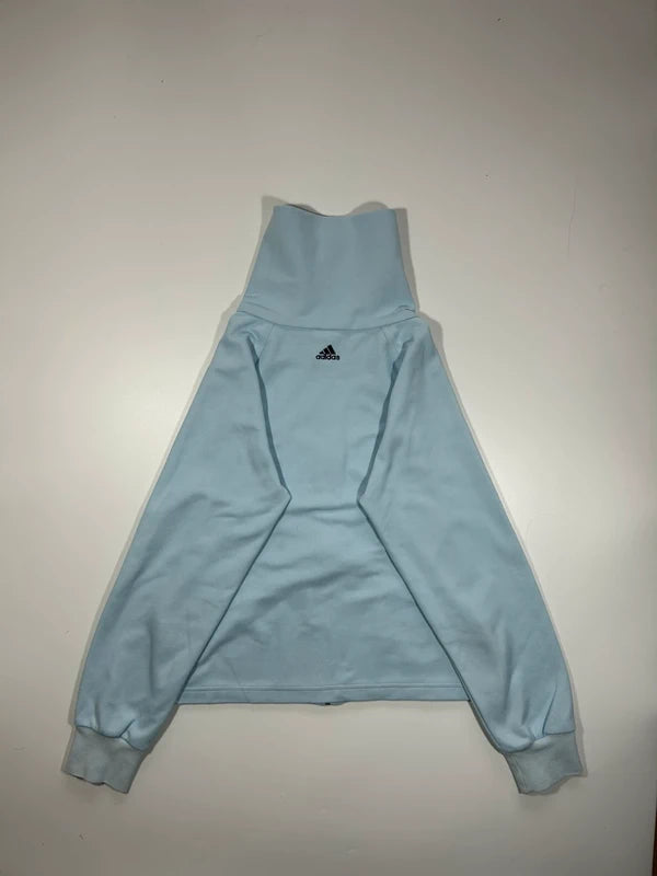 Vintage sky blue zip up sweatshirt adidas 2003 with big dark blue stripe