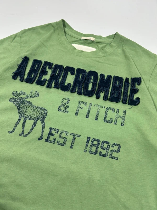 T-shirt classic Y2k Abercrombie & Fitch green emroidered surfer core