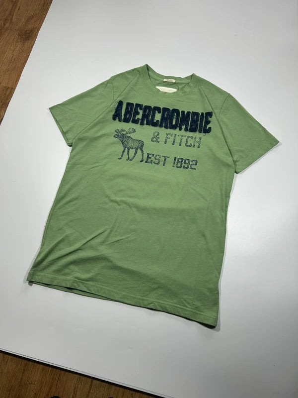 T-shirt classic Y2k Abercrombie & Fitch green emroidered surfer core