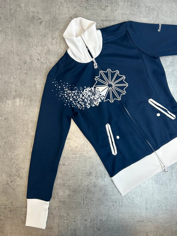Vintage zip up dark blue Reebok 1996 with UK zip and graphic y2khic