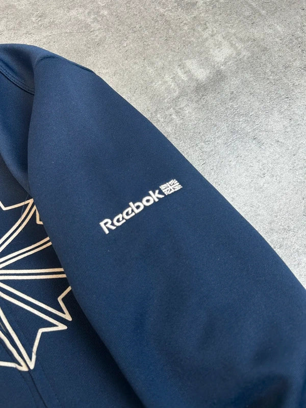 Vintage zip up dark blue Reebok 1996 with UK zip and graphic y2khic