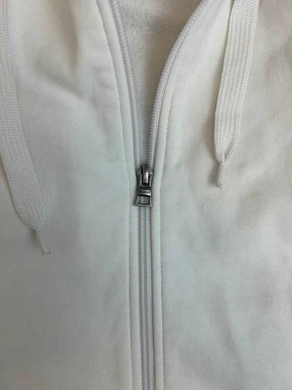 Rozpinana bluza Reebok hoodie biała, wzorzyste rękawy