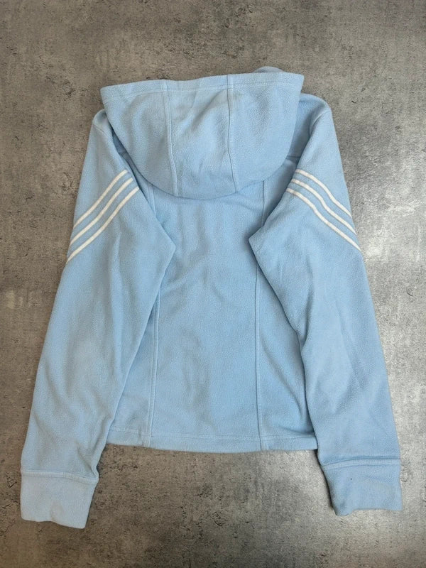 Y2k baby blue adidas hoodie zip up fleece white three stripes vintage 2004