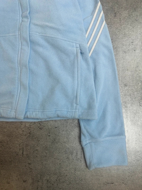 Y2k baby blue adidas hoodie zip up fleece white three stripes vintage 2004