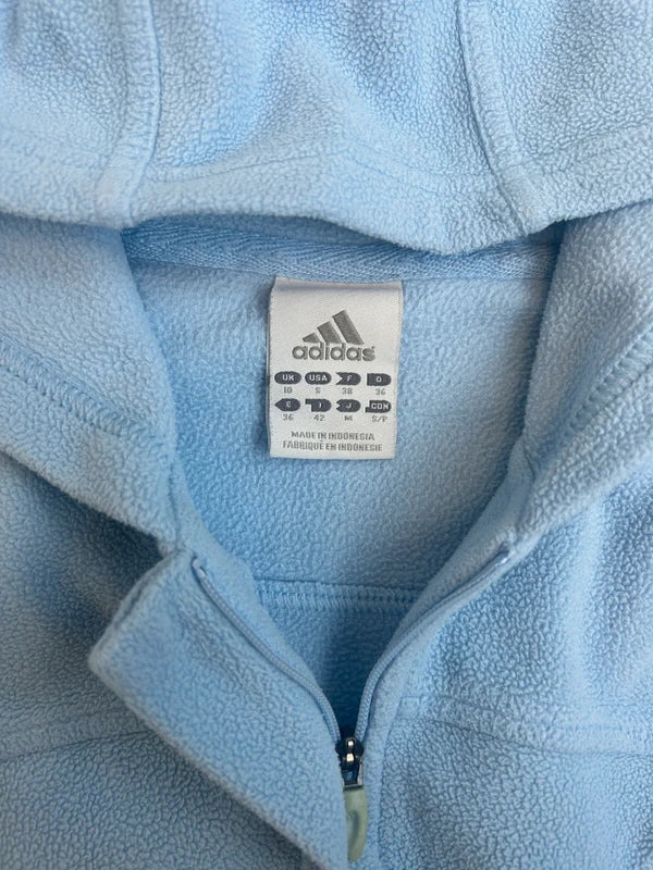 Y2k baby blue adidas hoodie zip up fleece white three stripes vintage 2004