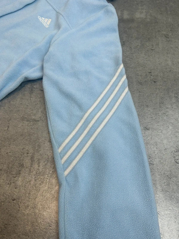 Y2k baby blue adidas hoodie zip up fleece white three stripes vintage 2004