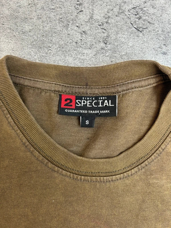 Y2k brown graphic tee with sequins japan style 2000 vintage swag