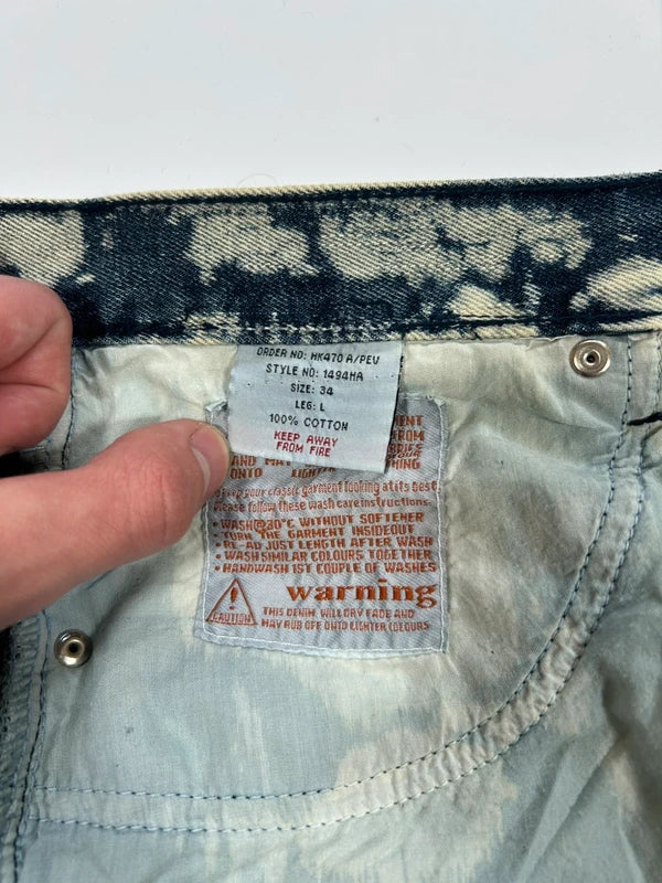 Y2k underground baggy denim cream and blue jeans rare unique