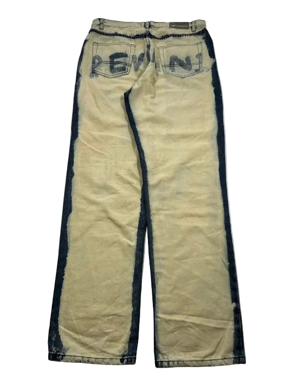 Y2k underground baggy denim cream and blue jeans rare unique