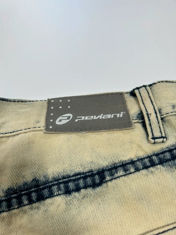 Y2k underground baggy denim cream and blue jeans rare unique