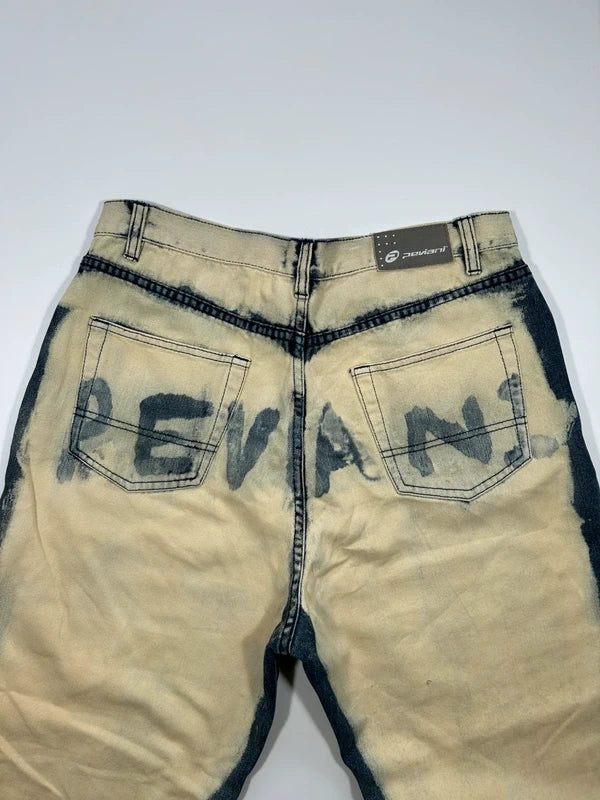 Y2k underground baggy denim cream and blue jeans rare unique