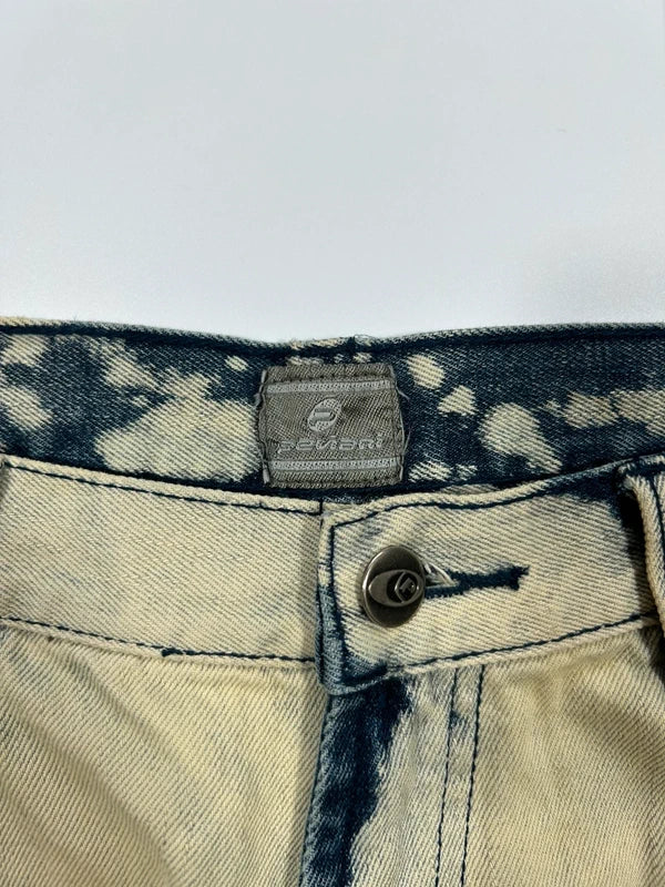 Y2k underground baggy denim cream and blue jeans rare unique