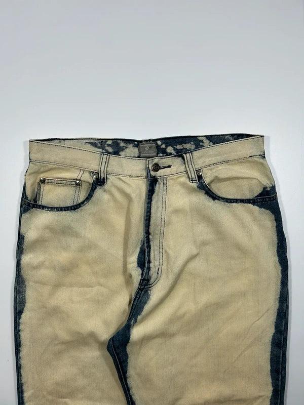 Y2k underground baggy denim cream and blue jeans rare unique