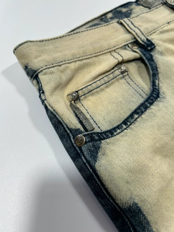 Y2k underground baggy denim cream and blue jeans rare unique