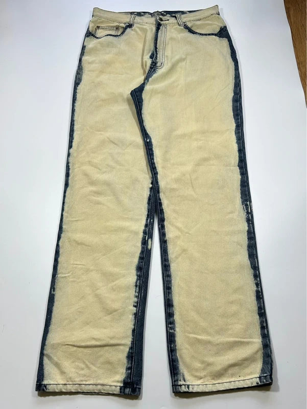 Y2k underground baggy denim cream and blue jeans rare unique