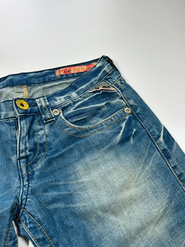 Y2k bootcut denim low rise rare colorful embroidery blue flared washed jeans unique