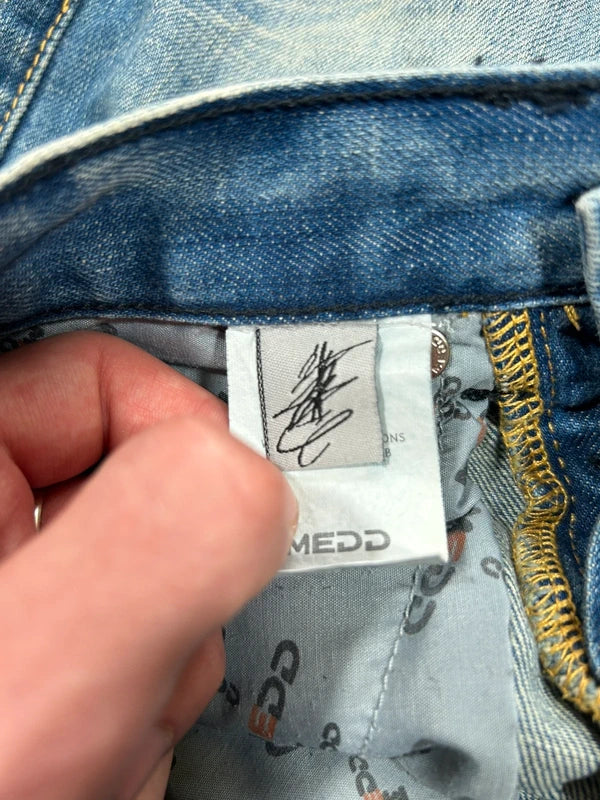 Y2k bootcut denim low rise rare colorful embroidery blue flared washed jeans unique