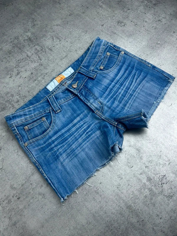 spodenki y2k obcinane nadruk na kieszeniach