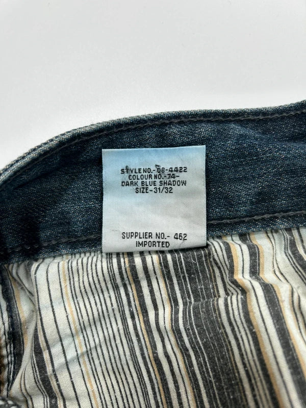 Szerokie jeansy Y2K cyber baggy vintage haftowane kieszenie