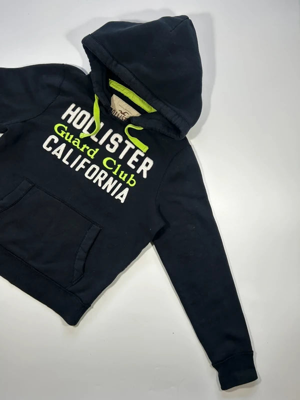 Hollister czarna bluza kangurka XL neonowe napisy haft