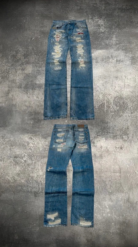 Red Bridge jeansy japan style przetarcia dziury denim vintage