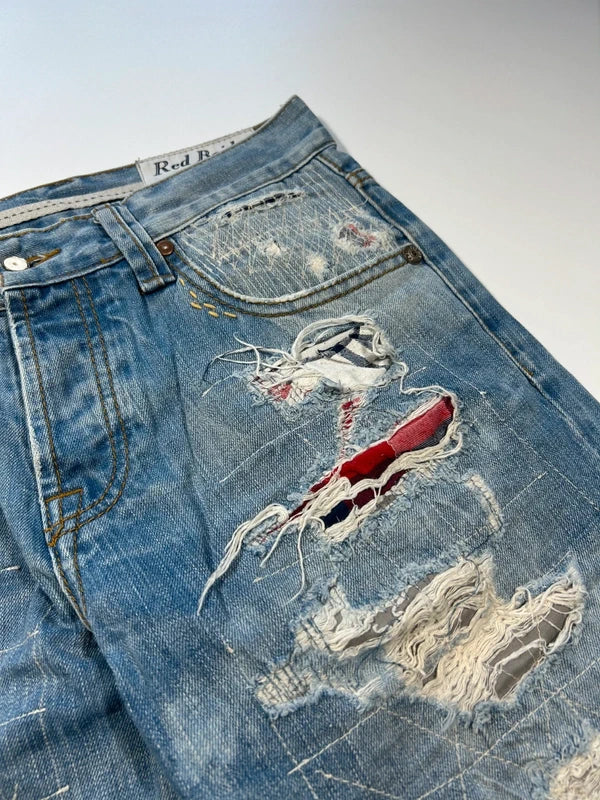 Red Bridge jeansy japan style przetarcia dziury denim vintage