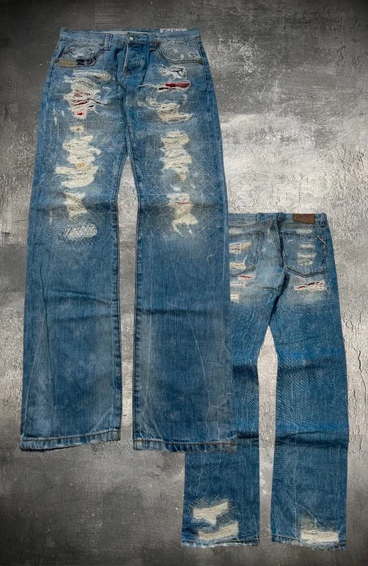 Red Bridge jeansy japan style przetarcia dziury denim vintage