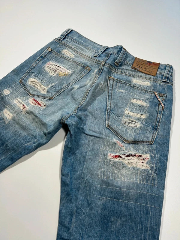 Red Bridge jeansy japan style przetarcia dziury denim vintage