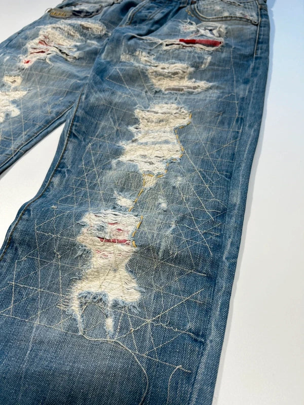 Red Bridge jeansy japan style przetarcia dziury denim vintage