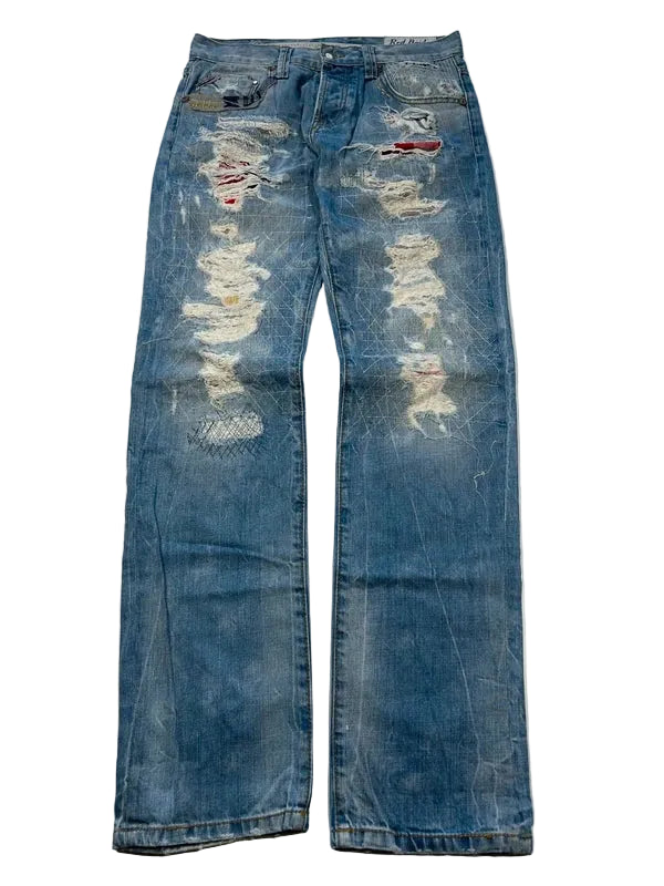 Red Bridge jeansy japan style przetarcia dziury denim vintage