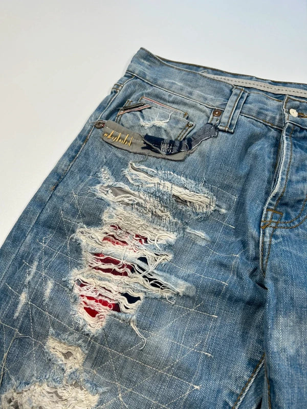 Red Bridge jeansy japan style przetarcia dziury denim vintage
