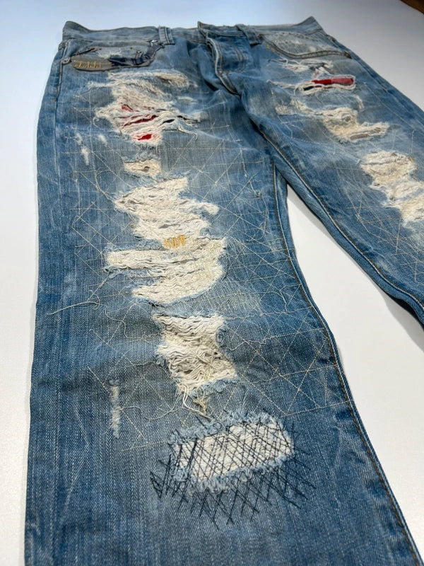 Red Bridge jeansy japan style przetarcia dziury denim vintage