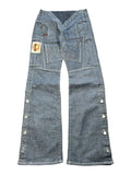 Y2k Michiko Koshino flared jeans unique japan style embroidery archive avant garde