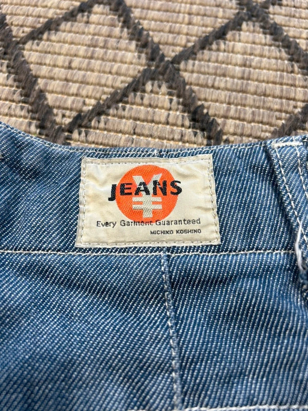 Y2k Michiko Koshino flared jeans unique japan style embroidery archive avant garde