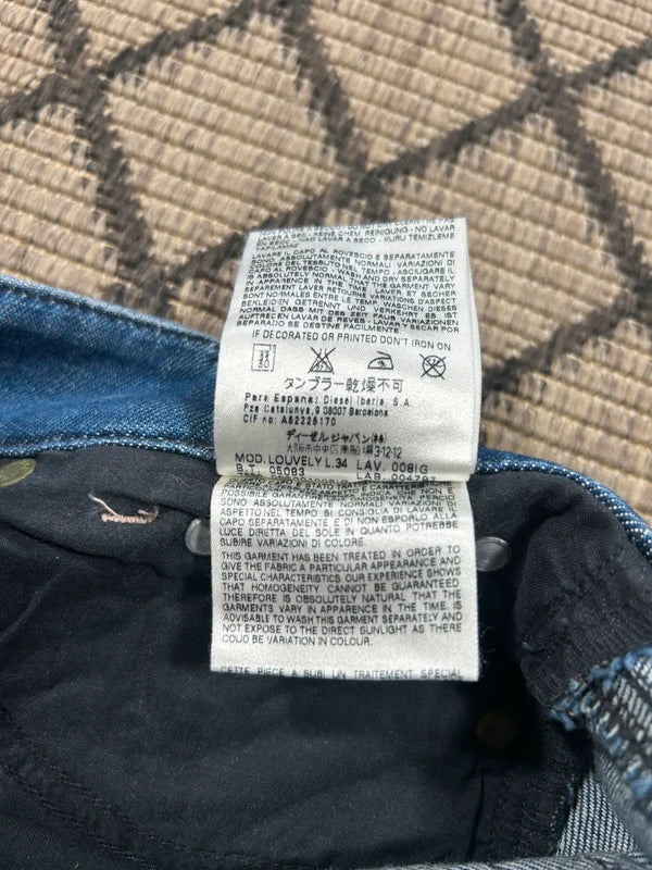 Y2k Diesel slim flared jeans Louvely W25 L34 blue low rose denim