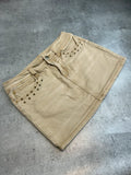 Y2k beige mini skirt sequined with zip on back pockets rare 2000 unique