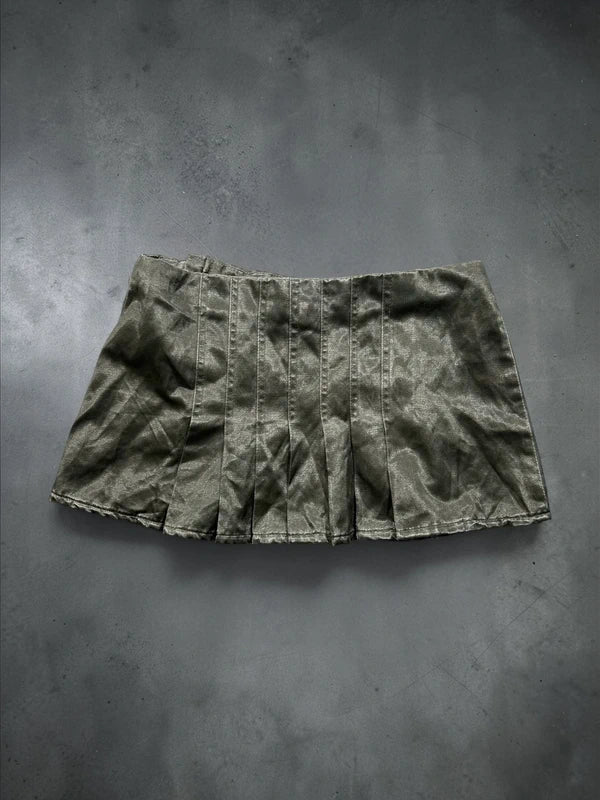 Y2k silver mini skirt with two zips flounce rare unique vintage