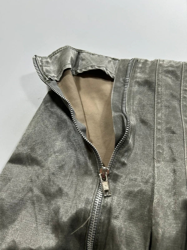 Y2k silver mini skirt with two zips flounce rare unique vintage