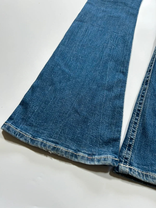 Y2k flared jeans embroidery back pocket denim high rise rare unique