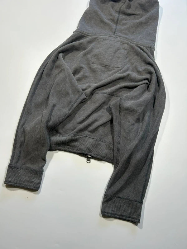 Y2k dark grey cropped hoddie zip up Ambercrombie & Fitch embroidery archive unique rare