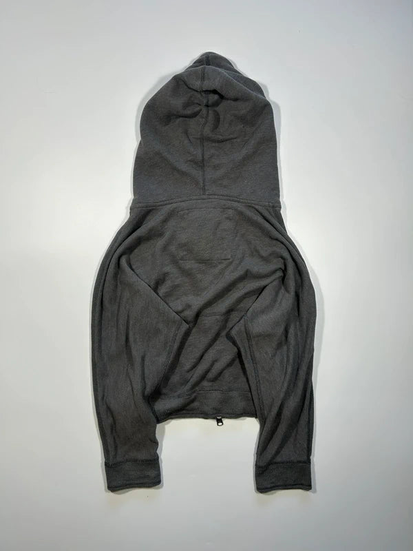 Y2k dark grey cropped hoddie zip up Ambercrombie & Fitch embroidery archive unique rare