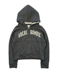 Y2k dark grey cropped hoddie zip up Ambercrombie & Fitch embroidery archive unique rare