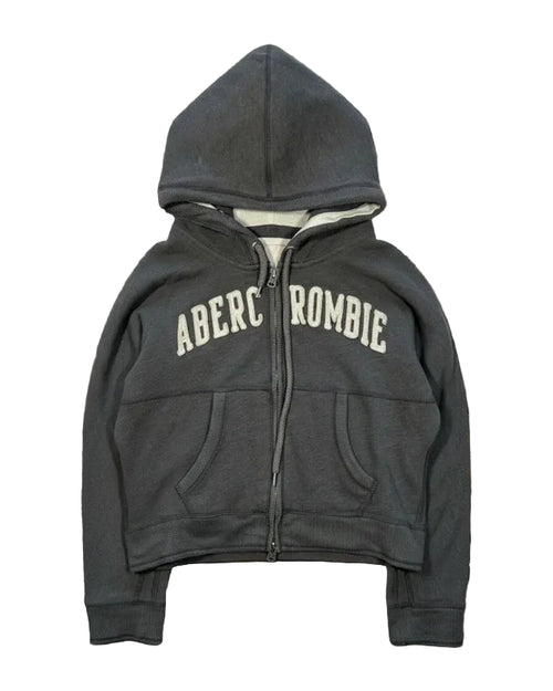 Y2k dark grey cropped hoddie zip up Ambercrombie & Fitch