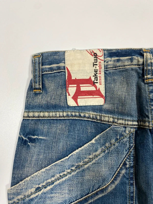 Vintage Baggy Blue Washed Jeans Skate Y2k Wide Leg Denim Size S Swag Unique Rare