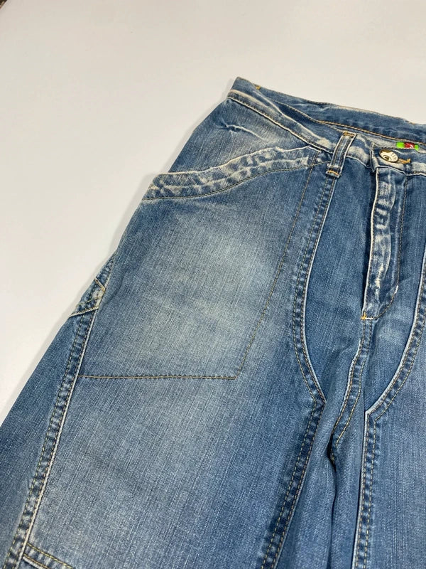 Vintage Baggy Blue Washed Jeans Skate Y2k Wide Leg Denim Size S Swag Unique Rare