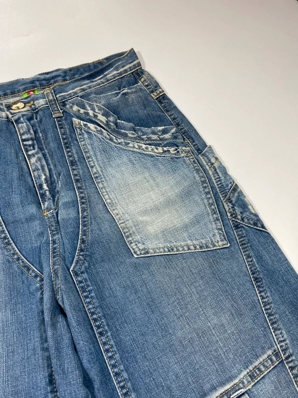 Vintage Baggy Blue Washed Jeans Skate Y2k Wide Leg Denim Size S Swag Unique Rare